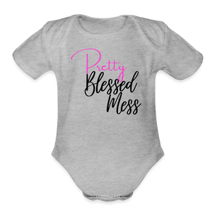 Pretty Blessed Mess Baby Tee - heather grey