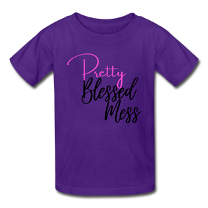 Pretty Blessed Mess Youth Tee - purple