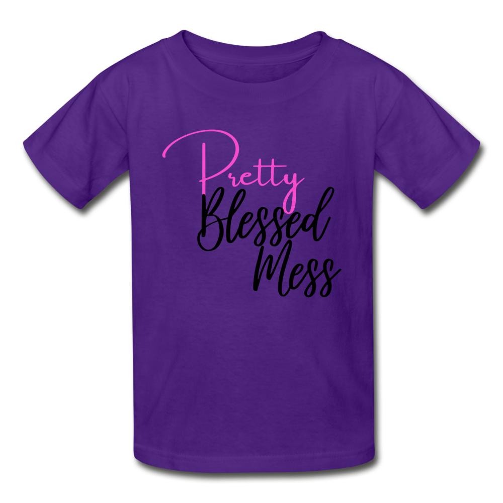 Pretty Blessed Mess Youth Tee - purple