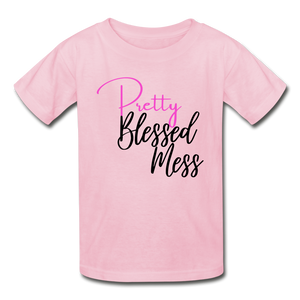 Pretty Blessed Mess Youth Tee - light pink