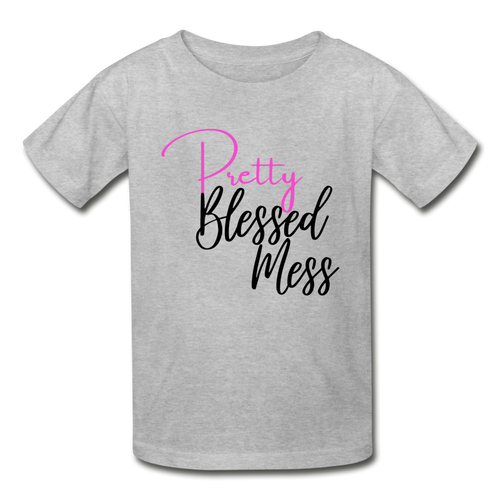 Pretty Blessed Mess Youth Tee - heather gray